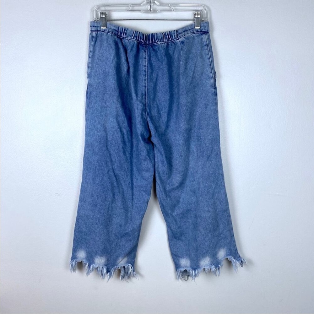Zara Trafaluc Denim Y2K Acid Wash Wide Leg Jeans Cropped Limited Edition Size 4